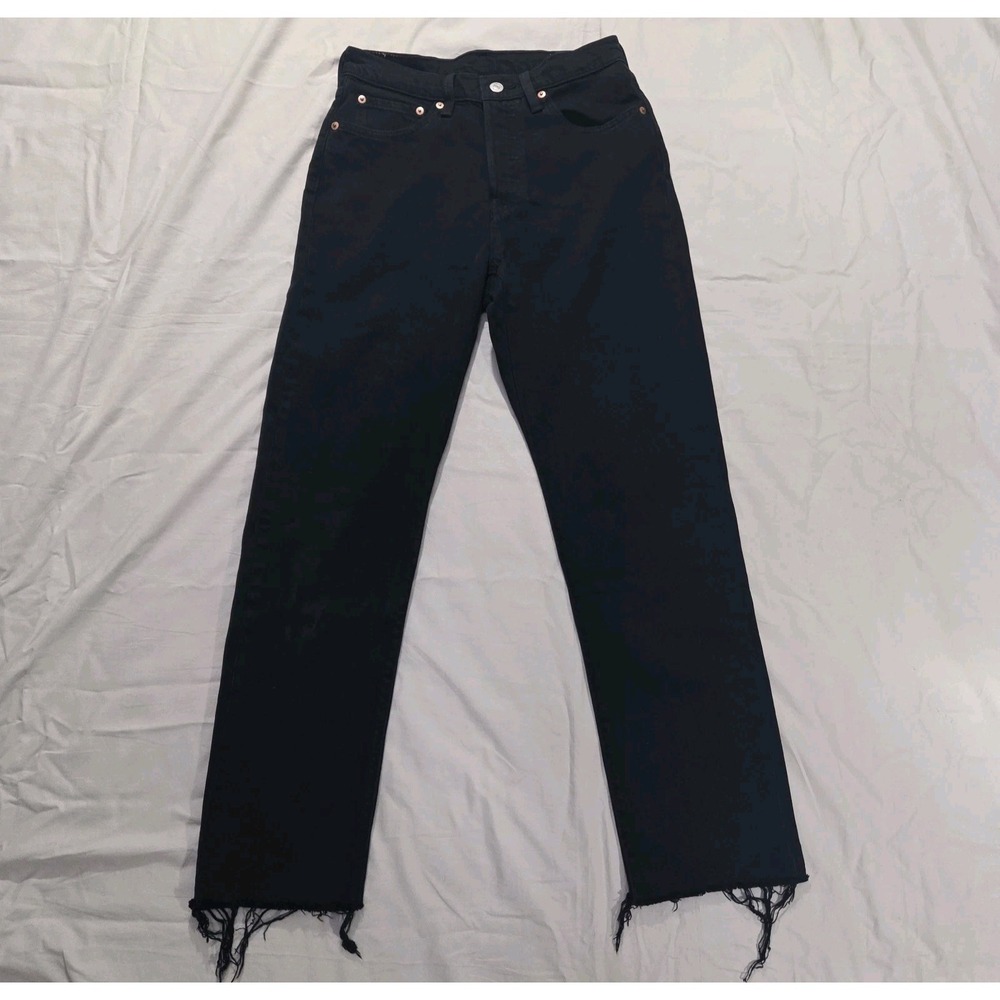 Levis 501 Jeans 27x30 (FITS 27x28) Black Button Fly Straight Leg Denim VTG Y2K